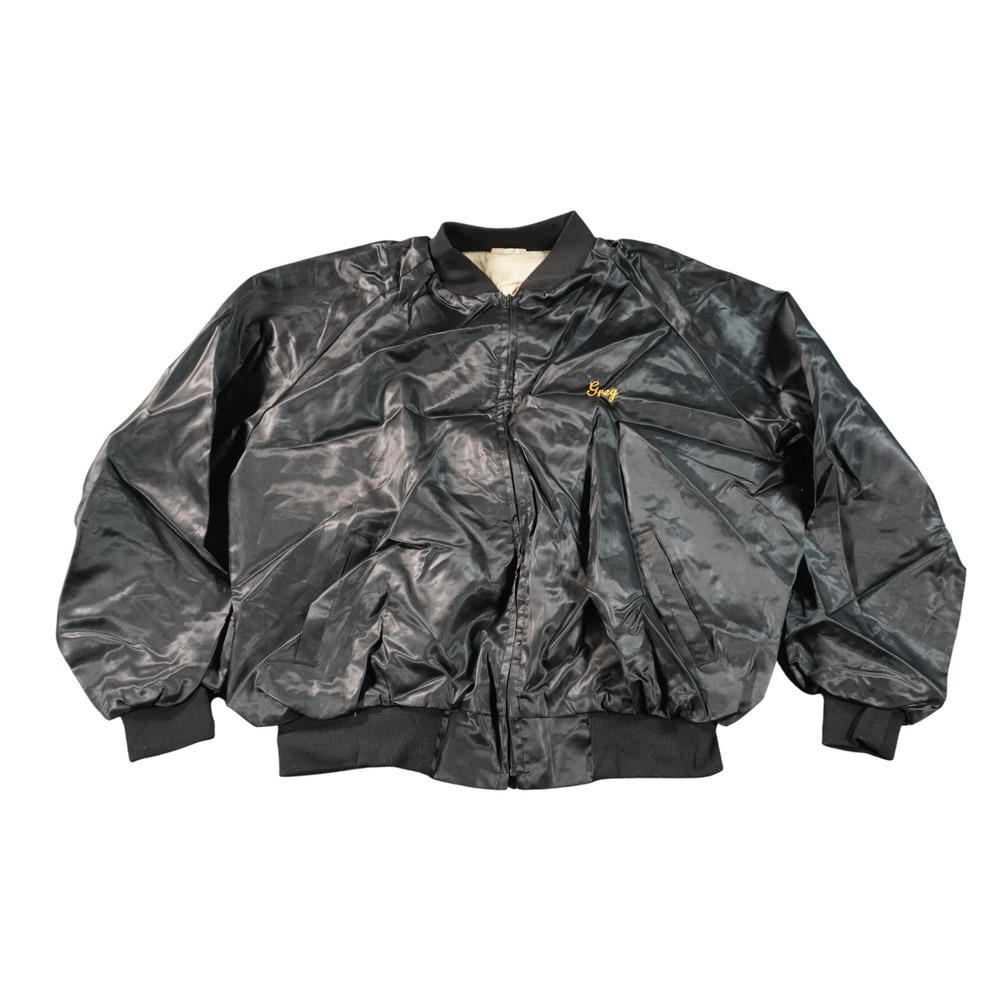 Vintage Westark Bomber Jacket Mens 2XL Black USA Embroidered Greg Texas Zip Up